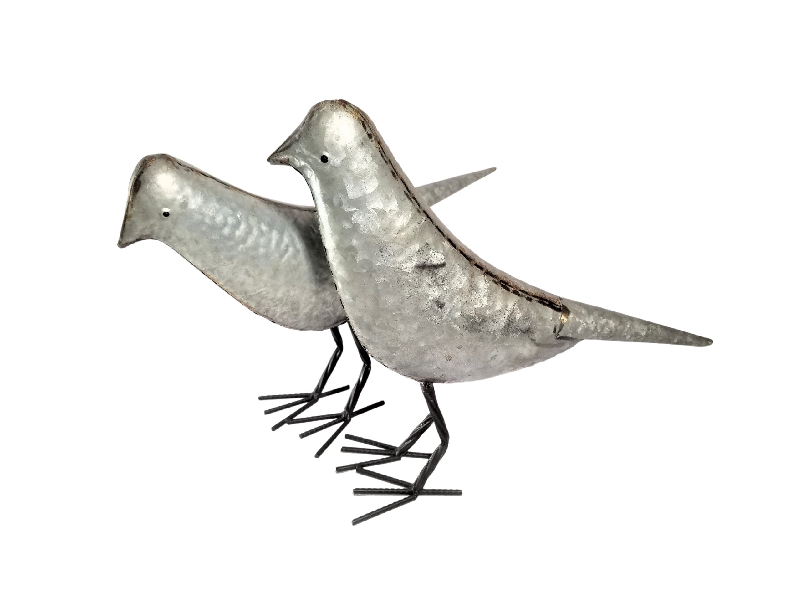 Galvanized Metal Birds, Set of 2